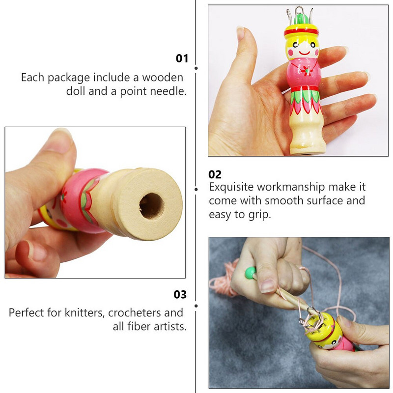 Instrument pentru tricotat tricotat Bobină Lemn Bricolaj Fire de lână Loom Blockers franceză Tricotat manual Ace din lemn Tesut cu mașina Cusut Croșetat Plută