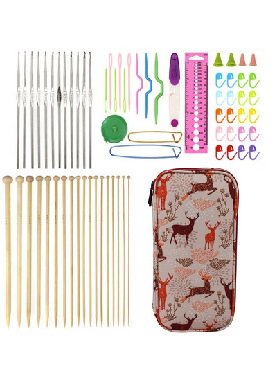 36 τμχ Σετ βελόνες πλεξίματος από μπαμπού ίσια 12 τμχ 0,6-1,9 χιλιοστά Γάντζος βελονών με βελονάκι με τσάντα αποθήκευσης Κιτ αξεσουάρ ραπτικής DIY