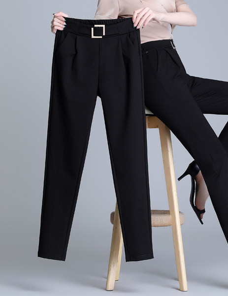 Elegantne ženske hlače s visokim strukom i remenom