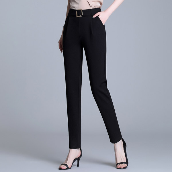 Elegantne ženske hlače s visokim strukom i remenom