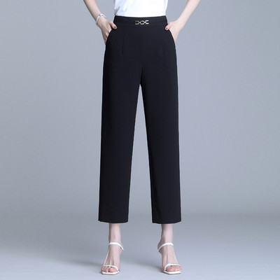 Pantaloni de dama cu element metalic