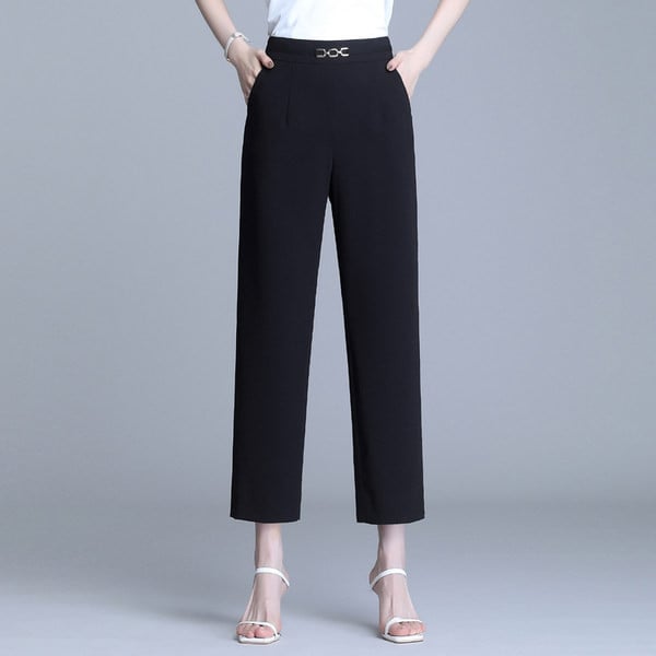 Pantaloni de dama cu element metalic