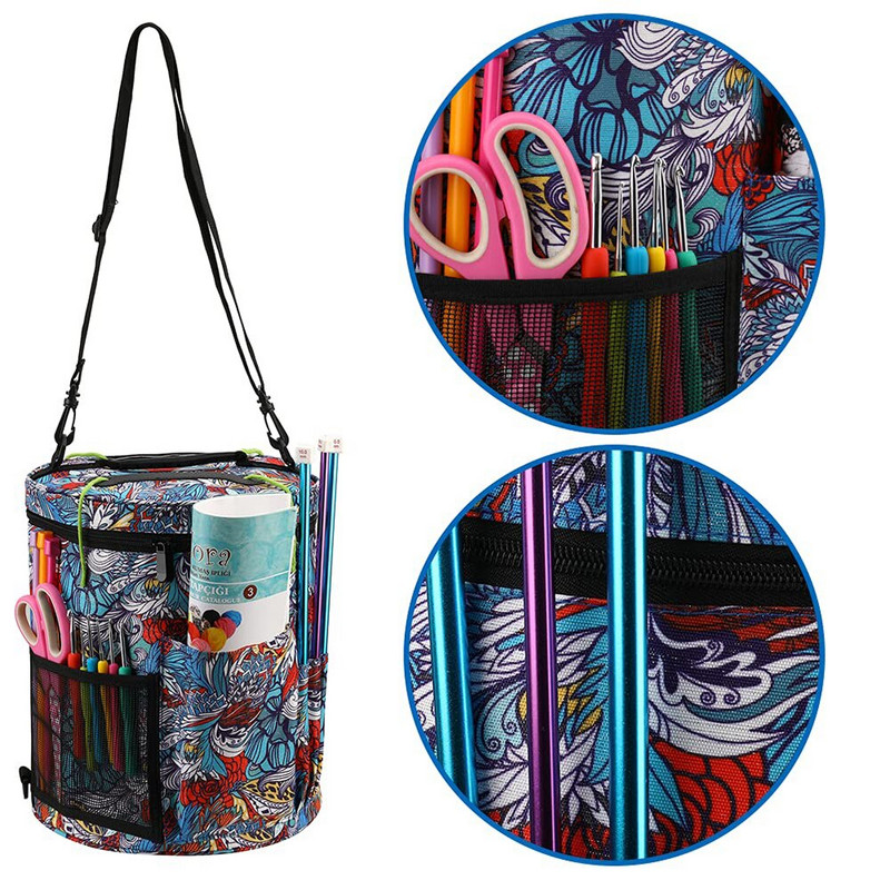 Mitme taskuga lõngahoidla Suur käsitöövahend õlarihmaga kandekott õmblemistarvikute jaoks Art Organize käsitöö