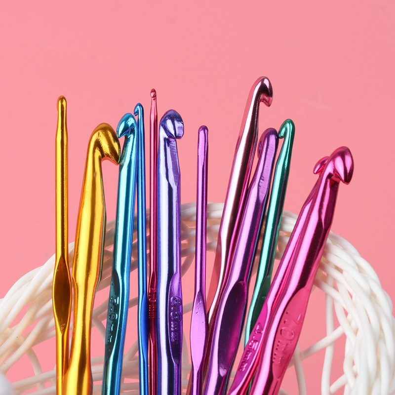 mylb 12 τμχ/σετ Νέο Πολύχρωμο Αλουμίνιο 2mm-10mm Χειροτεχνία Εργαλεία Ραπτικής Αξεσουάρ σπιτιού Αξεσουάρ Βελονάκι Νήματα Κιτ βελόνες πλεξίματος