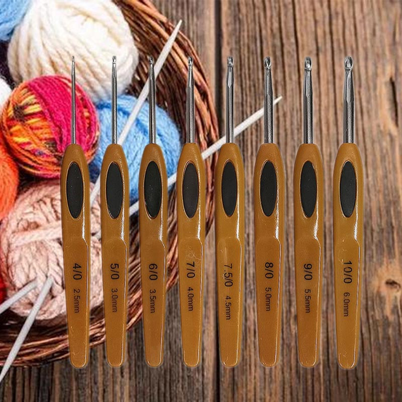 8 τμχ/Σετ Αλουμινένιο βελονάκι Κιτ βελόνες πλεξίματος Φουλάρι πουλόβερ Βελόνες ραψίματος Εργαλεία πλεξίματος Βολικά εργαλεία