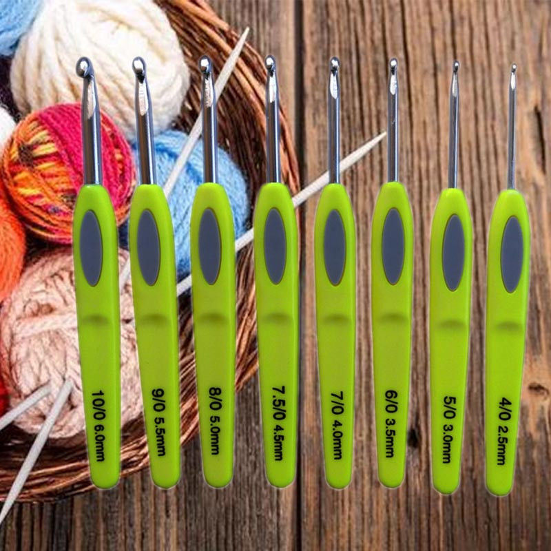 8 τμχ/Σετ Αλουμινένιο βελονάκι Κιτ βελόνες πλεξίματος Φουλάρι πουλόβερ Βελόνες ραψίματος Εργαλεία πλεξίματος Βολικά εργαλεία