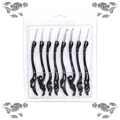 8 tk/komplekt Alumiiniumist heegelnõela komplekt Retro väljamõeldud pehmete käepidemetega kudumisvardad kudumiseks õmblusnõelte tööriist