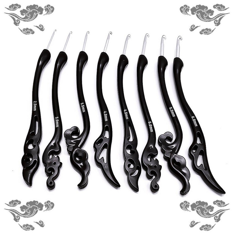 8 tk/komplekt Alumiiniumist heegelnõela komplekt Retro väljamõeldud pehmete käepidemetega kudumisvardad kudumiseks õmblusnõelte tööriist