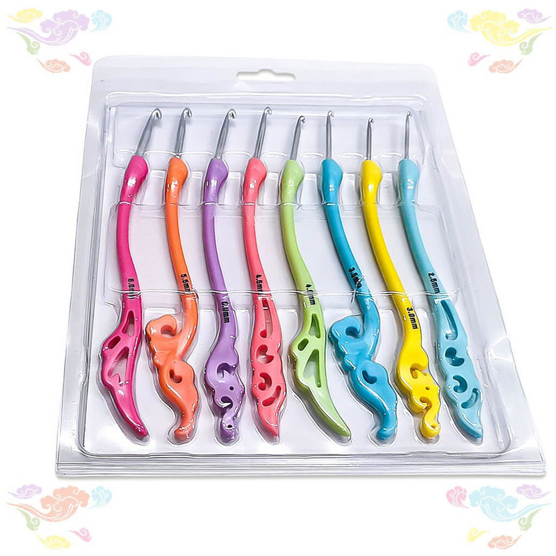 8 tk/komplekt Alumiiniumist heegelnõela komplekt Retro väljamõeldud pehmete käepidemetega kudumisvardad kudumiseks õmblusnõelte tööriist