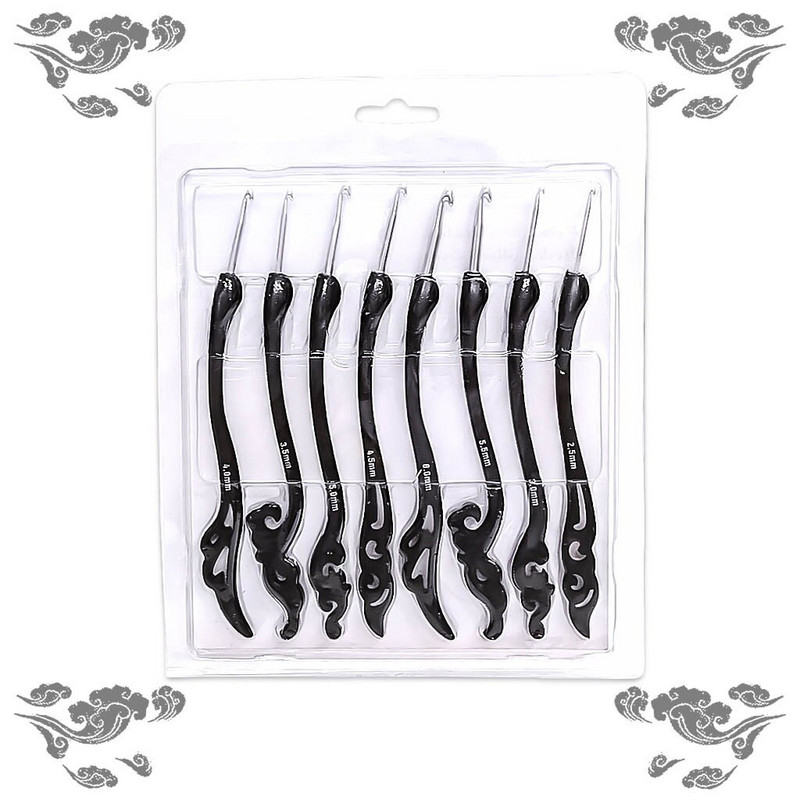 8 tk/komplekt Alumiiniumist heegelnõela komplekt Retro väljamõeldud pehmete käepidemetega kudumisvardad kudumiseks õmblusnõelte tööriist