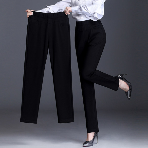 Naiste sirge säärega püksid veniva vöökohaga