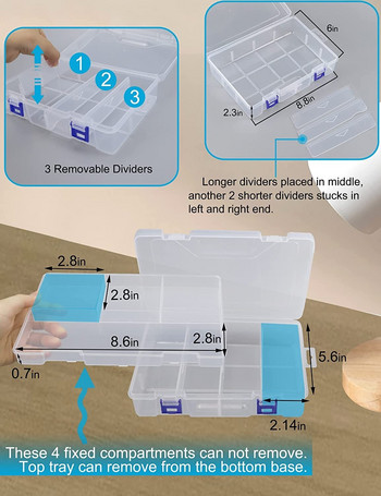 2 Συσκευασία Διπλού στρώματος 8 Χάντρες πλέγματος Δοχεία αποθήκευσης Κιβώτιο ειδών ψαρέματος Ατζέντα Organizer Πλαστικό κουτί organizer διαμερίσματος