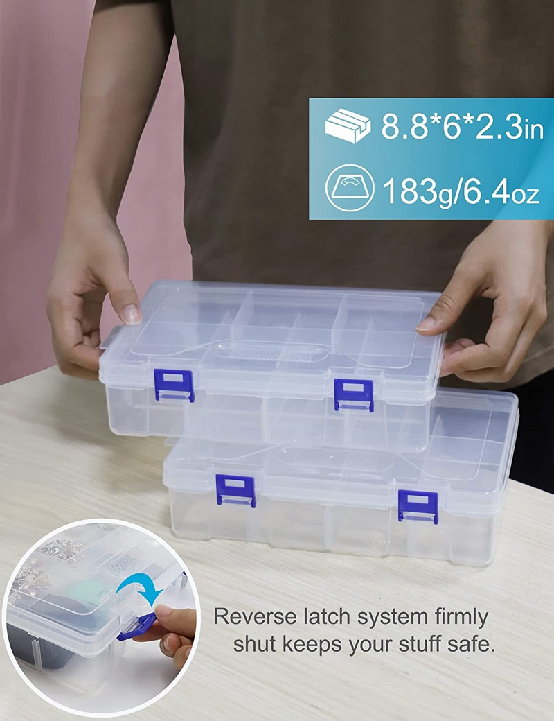 2 pakk kahekihilist 8 võrega helmestega hoiukonteinerite karp kalapüügitarvete karbid Organiseerija Plastikust sahtliga organiseerimiskarp