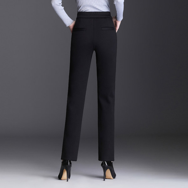 Модерен дамски панталон с висока талия  -черен цвят