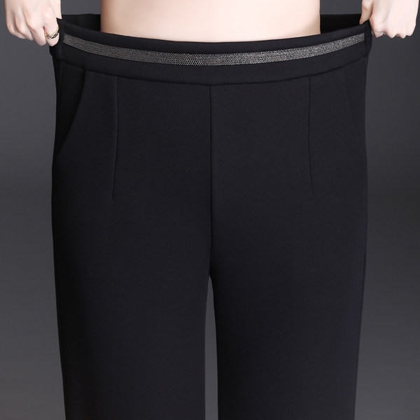 Модерен дамски панталон с висока талия  -черен цвят