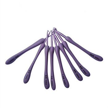 8PCS Модни лилави куки за плетене на една кука Комплект пластмасови дръжки Игли за плетене за шапки Пуловери Чорапи Шалове Тъкане Инструменти за тъкане