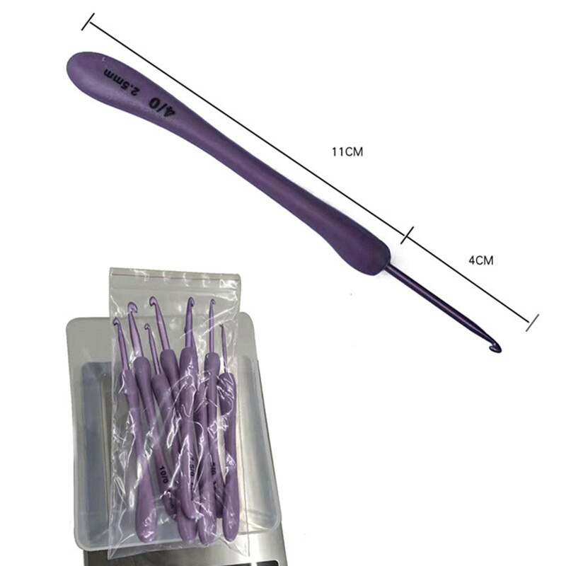 8 ΤΕΜ Μόδα Μωβ Σετ βελονάκια πλεξίματος Πλαστική λαβή για καπέλα Πουλόβερ Κάλτσες Κασκόλ Εργαλεία ύφανσης