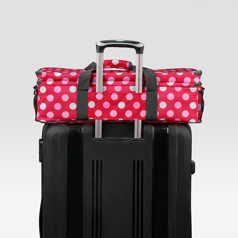 Τσάντα αποθήκευσης μαλλί με βελονάκι Κόκκινη πουά τύπωμα DIY Βελόνες πλεξίματος βελόνες ραπτικής με κλωστές ραπτικής