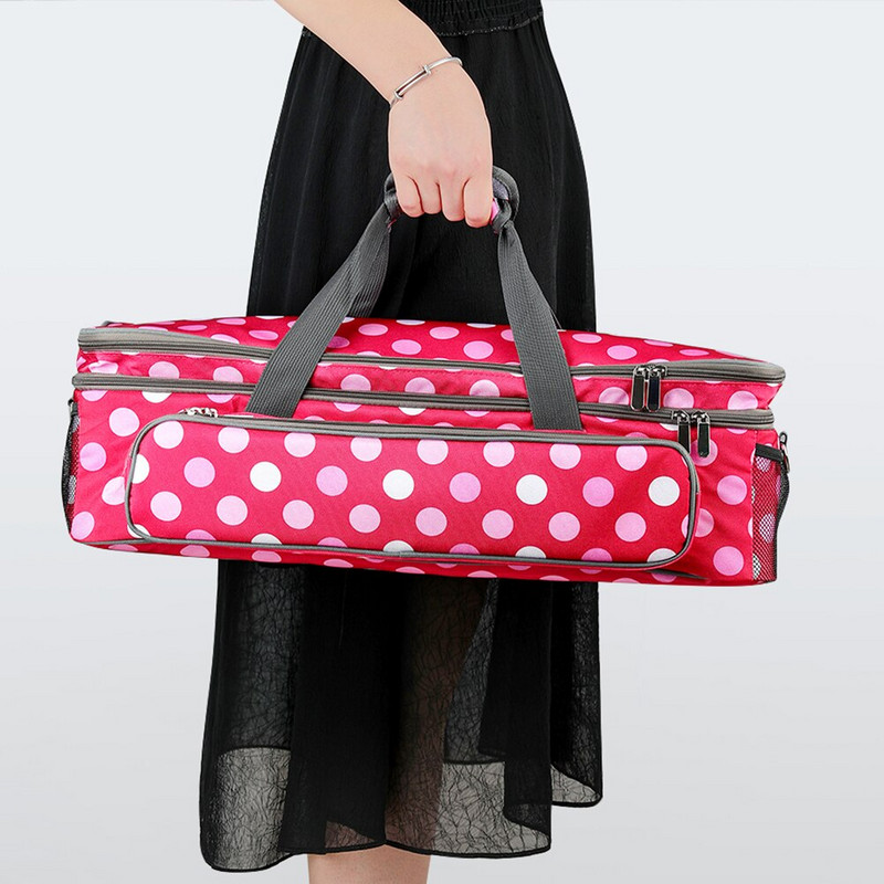 Τσάντα αποθήκευσης μαλλί με βελονάκι Κόκκινη πουά τύπωμα DIY Βελόνες πλεξίματος βελόνες ραπτικής με κλωστές ραπτικής