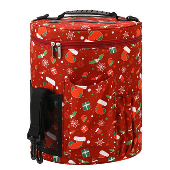 2022 Чанта за съхранение на прежди Плетена вълнена чанта с модел на снежен човек Големи чанти за плетене за прежди Шивашки аксесоари Коледен новогодишен подарък