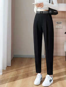 Pantaloni casual dama - cu talie inalta si curea