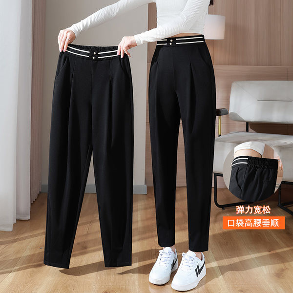 Pantaloni casual dama - cu talie inalta si curea