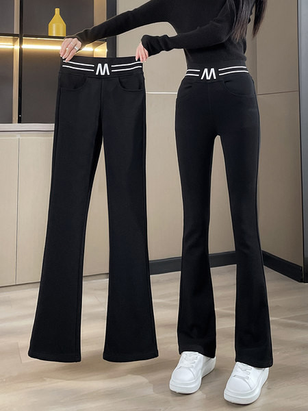 Model nou de pantaloni de dama cu talie inalta de culoare neagra