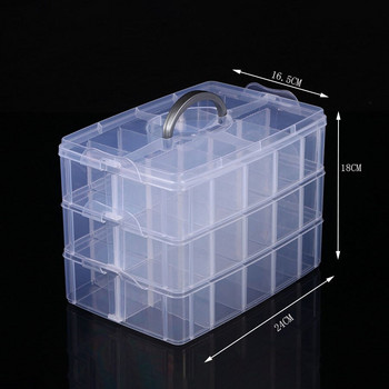 3 слоя 18/30 стелажи Кутия за съхранение Контейнер за бижута Органайзер за перли Домашно съхранение Калъф Организация Прозрачна пластмаса за съхранение на бижута