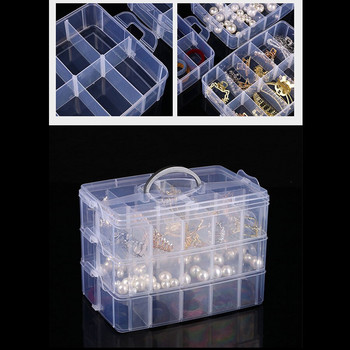 3 слоя 18/30 стелажи Кутия за съхранение Контейнер за бижута Органайзер за перли Домашно съхранение Калъф Организация Прозрачна пластмаса за съхранение на бижута