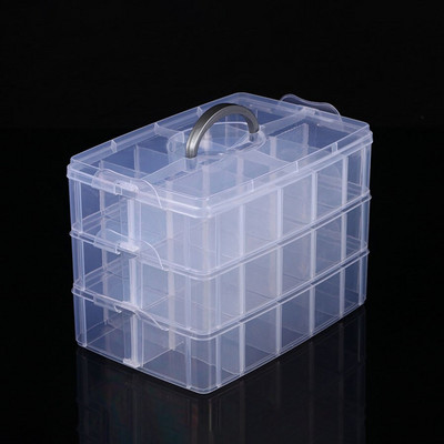 3 Layers 18/30 Racks Κουτί αποθήκευσης Κοσμήματα Δοχείο Pearl Organizer Θήκη αποθήκευσης σπιτιού Οργάνωση Clear Plastic Αποθήκευση κοσμημάτων
