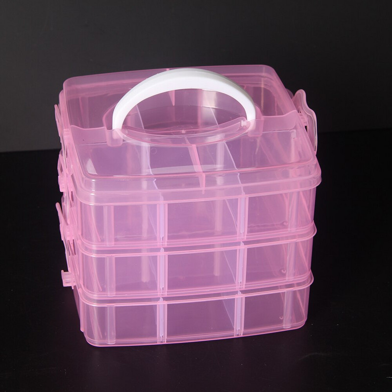 3 Layers 18/30 Racks Κουτί αποθήκευσης Κοσμήματα Δοχείο Pearl Organizer Θήκη αποθήκευσης σπιτιού Οργάνωση Clear Plastic Αποθήκευση κοσμημάτων