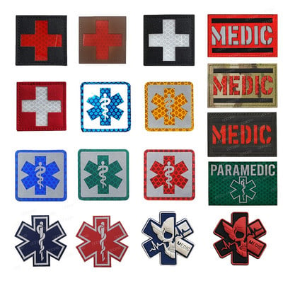 IR Red Cross Paramedic EMT EMS Army Combat Medic First Aid Patches Светлоотразителни тактически медицински знаци Patch значка
