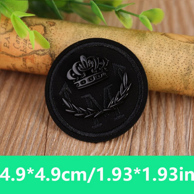 3D metalinis apvalus juodas PU odos siuvinėjimo pleistrai drabužiams aplikacijos Karūnėlė Bitė Ženkliukas Juostelės lipdukas Siuvinėti drabužių pleistrą