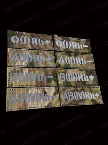 Αρνητικός τύπος αίματος B AB AO (I) Rh+ Rh- Rhesus Positive Russian Army Stripe Chevron Spetsnaz Patch για ομοιόμορφο τρίχωμα