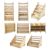 Pagrindiniai rankdarbių dažų ir teptukų laikymo stovas, telpa buteliai ir šepečiai, medžio apdaila