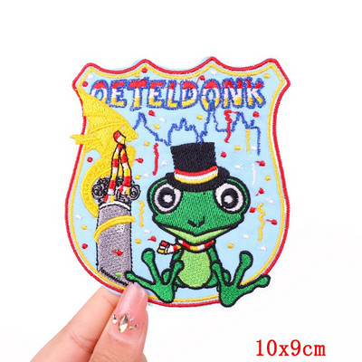 Έμβλημα Ολλανδίας Oeteldonk Embroidery Patch Forg Carnival For Netherland Iron On Patches For Clothing Μπαλώματα βατράχου σε ρούχα