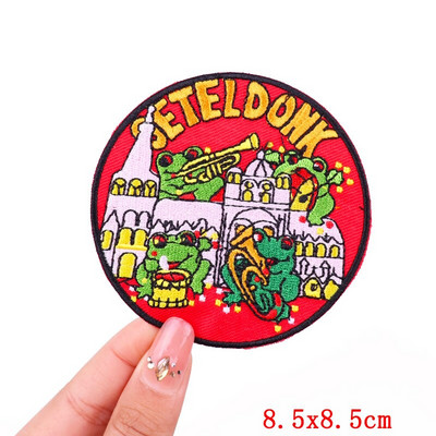 Έμβλημα Ολλανδίας Oeteldonk Embroidery Patch Forg Carnival For Netherland Iron On Patches For Clothing Μπαλώματα βατράχου σε ρούχα