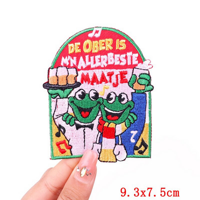 Έμβλημα Ολλανδίας Oeteldonk Embroidery Patch Forg Carnival For Netherland Iron On Patches For Clothing Μπαλώματα βατράχου σε ρούχα