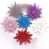 10 KOM Svjetlucava kompozitna zlatna tkanina u prahu Božić 40 mm zakrpe s pahuljama DIY rukotvorina nadjev za torte Svadbena MASNA Appliques