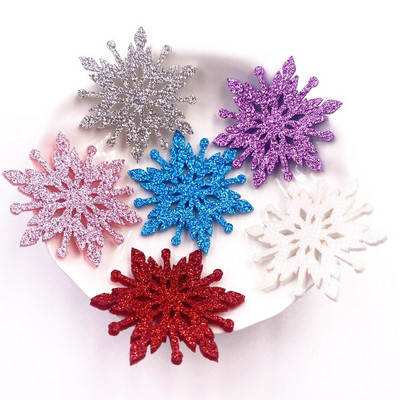 10 KOM Svjetlucava kompozitna zlatna tkanina u prahu Božić 40 mm zakrpe s pahuljama DIY rukotvorina nadjev za torte Svadbena MASNA Appliques