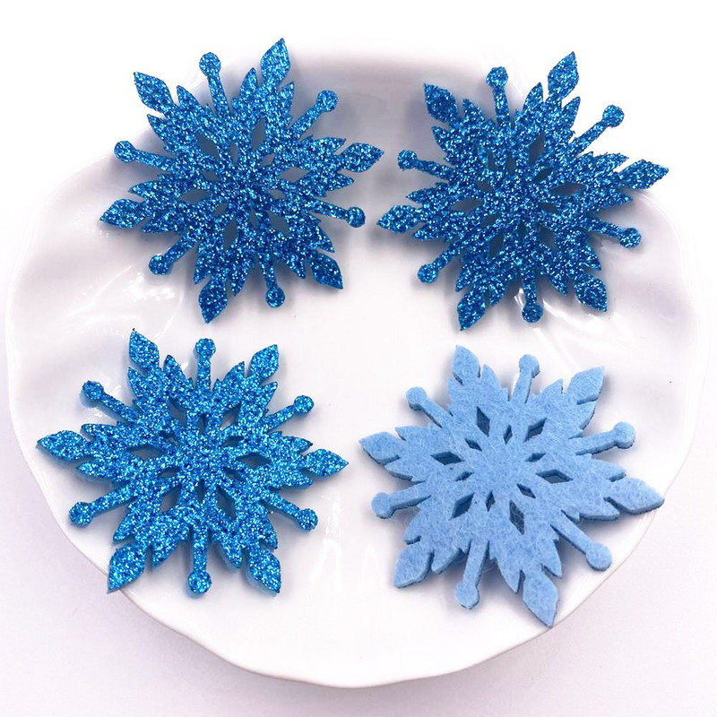 10 KOM Svjetlucava kompozitna zlatna tkanina u prahu Božić 40 mm zakrpe s pahuljama DIY rukotvorina nadjev za torte Svadbena MASNA Appliques