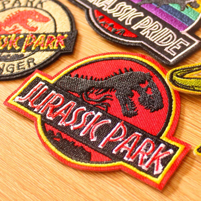 DIY Hook Loop Patch Jurassic Park Patch Embroidered Patches For Clothing Dinosaur Patch Iron on Patches On Clothes Sticker Badge