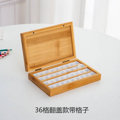 Bamboo Wood Pigment Box Lattice 24/36 Color Watercolor Color Box Pigment Sub Packaging Box Draw Organizers