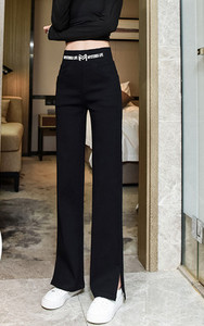 Ženske hlače visokog struka s natpisom