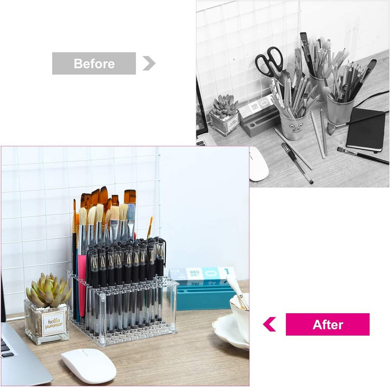 Θήκη πινέλου 96 οπών Ακρυλική θήκη για στυλό Επιτραπέζια βάση οργάνωσης για μολύβια Πινέλα βαφής Μαρκαδόροι Οθόνη και αποθήκευση στο σπίτι