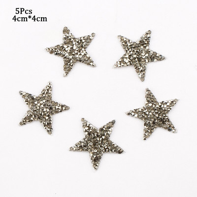 4/6/8cm Hotfix Jet Hematite Star Kalnų krištolas, Mišrus, išsiuvinėtas lygintuvas ant drabužių, Ženkliuko pasta, skirta drabužių krepšiui, kelnių batams