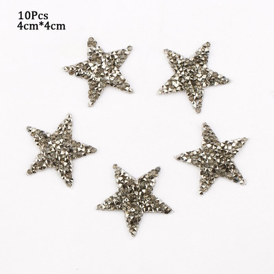 4/6/8cm Hotfix Jet Hematite Star Kalnų krištolas, Mišrus, išsiuvinėtas lygintuvas ant drabužių, Ženkliuko pasta, skirta drabužių krepšiui, kelnių batams