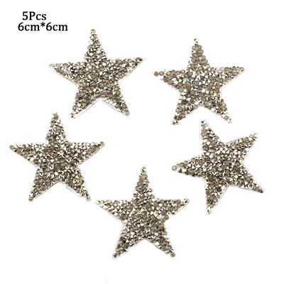 4/6/8cm Hotfix Jet Hematite Star Kalnų krištolas, Mišrus, išsiuvinėtas lygintuvas ant drabužių, Ženkliuko pasta, skirta drabužių krepšiui, kelnių batams