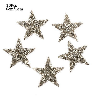 4/6/8cm Hotfix Jet Hematite Star Kalnų krištolas, Mišrus, išsiuvinėtas lygintuvas ant drabužių, Ženkliuko pasta, skirta drabužių krepšiui, kelnių batams