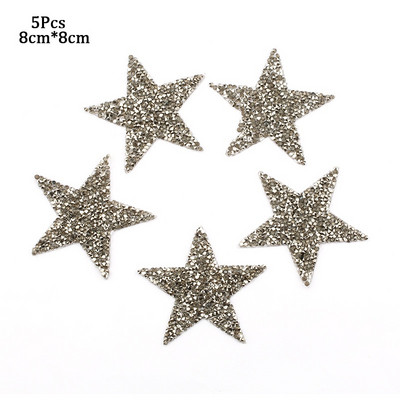 4/6/8cm Hotfix Jet Hematite Star Kalnų krištolas, Mišrus, išsiuvinėtas lygintuvas ant drabužių, Ženkliuko pasta, skirta drabužių krepšiui, kelnių batams